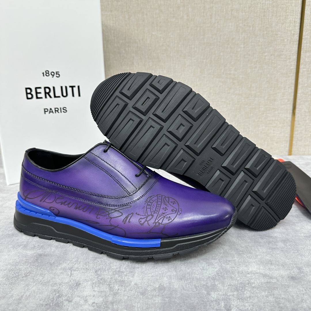 💋💍Berlut* 布鲁提 升级版第四代私模大底 Fast Track皮革运动鞋 官方 11,200