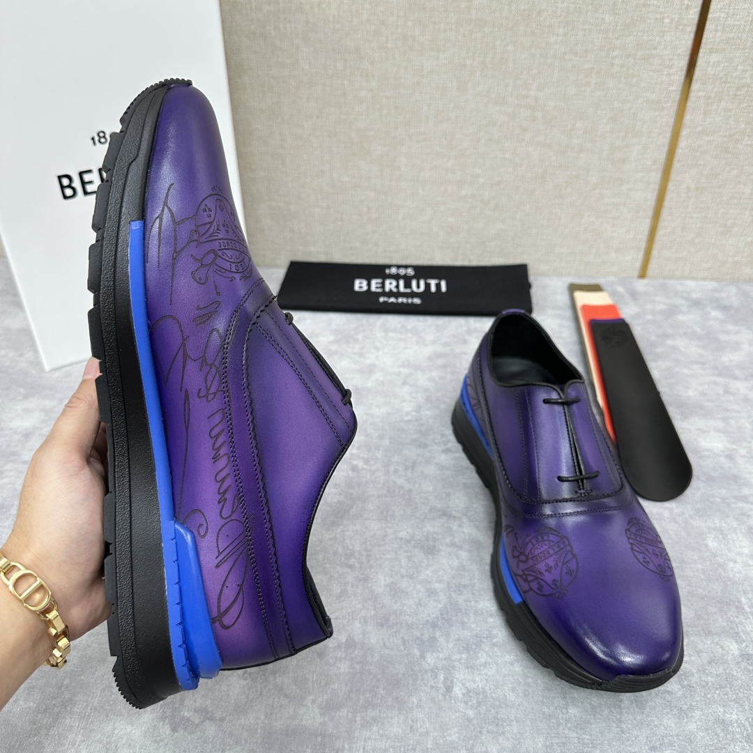 💋💍Berlut* 布鲁提 升级版第四代私模大底 Fast Track皮革运动鞋 官方 11,200