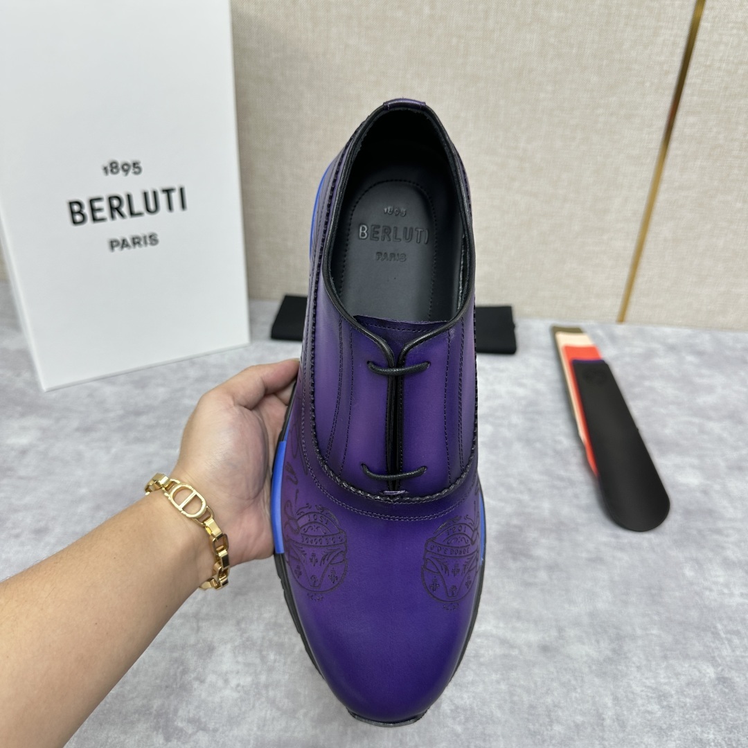 💋💍Berlut* 布鲁提 升级版第四代私模大底 Fast Track皮革运动鞋 官方 11,200