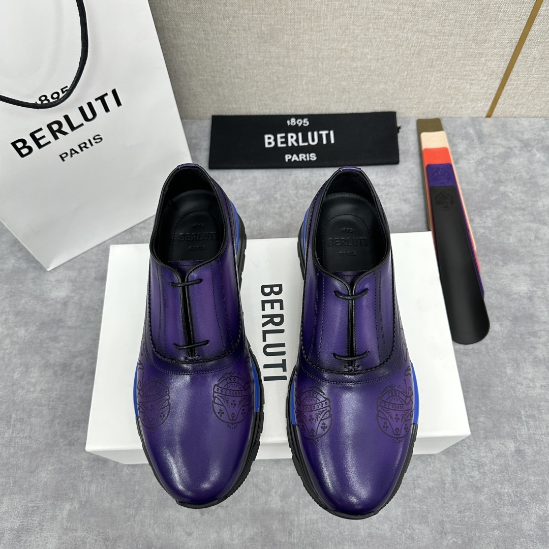 💋💍Berlut* 布鲁提 升级版第四代私模大底 Fast Track皮革运动鞋 官方 11,200