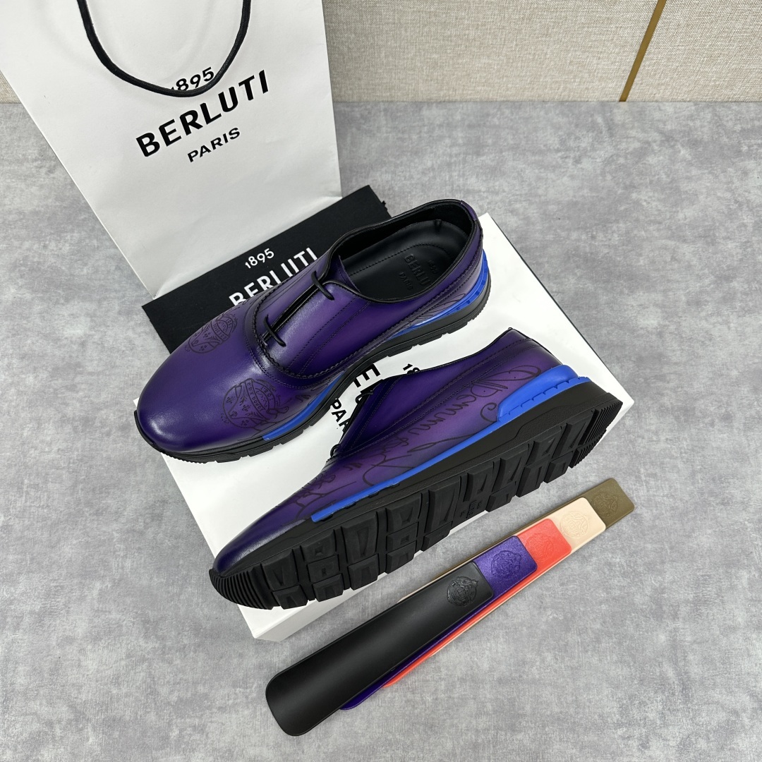 💋💍Berlut* 布鲁提 升级版第四代私模大底 Fast Track皮革运动鞋 官方 11,200