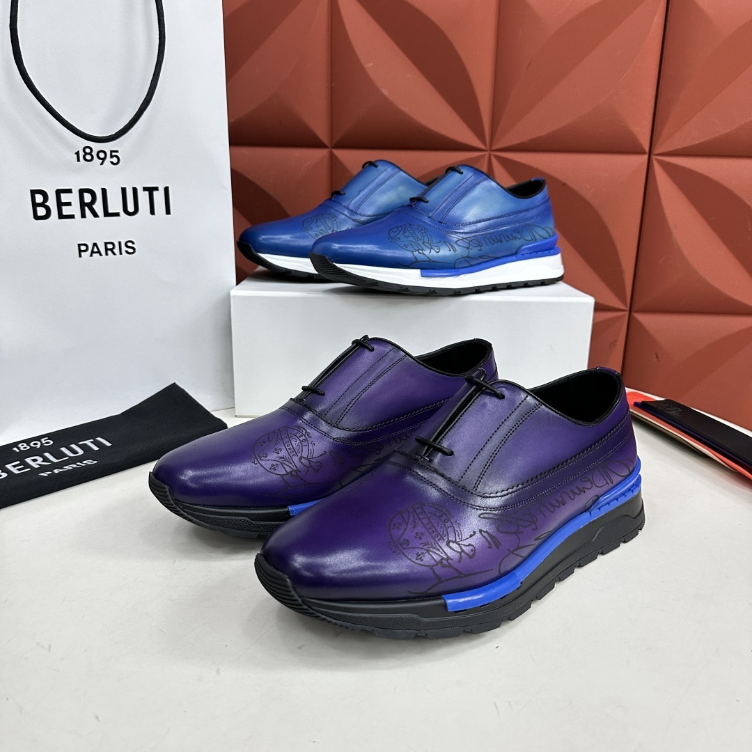 💋💍Berlut* 布鲁提 升级版第四代私模大底 Fast Track皮革运动鞋 官方 11,200