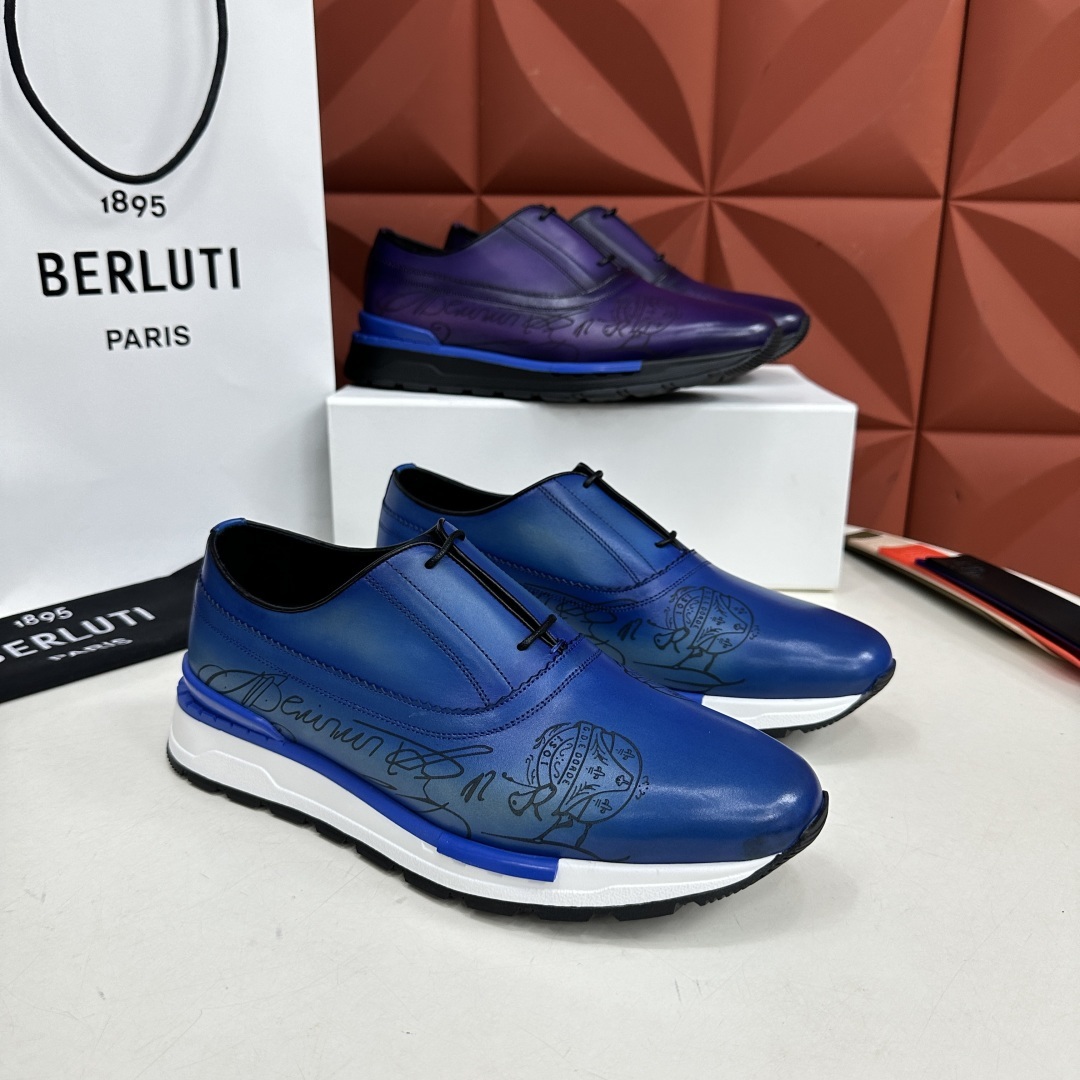 💋💍Berlut* 布鲁提 升级版第四代私模大底 Fast Track皮革运动鞋 官方 11,200