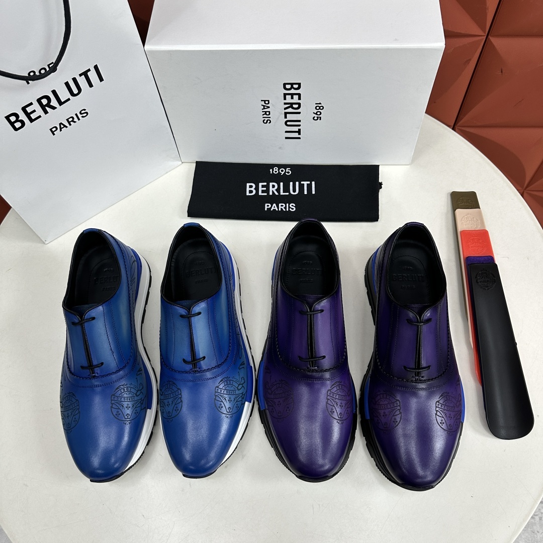 💋💍Berlut* 布鲁提 升级版第四代私模大底 Fast Track皮革运动鞋 官方 11,200