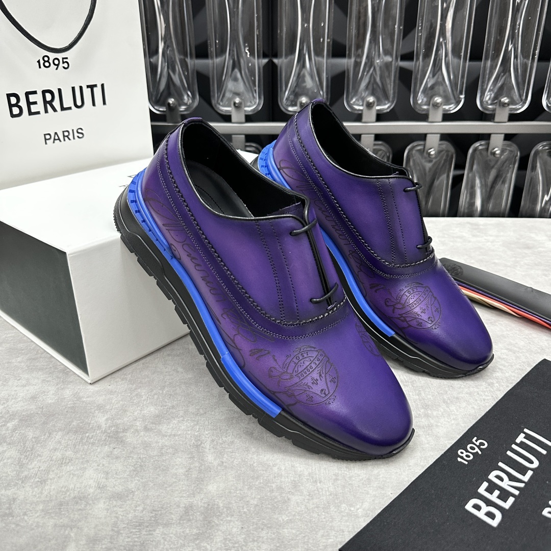 💋💍Berlut* 布鲁提 升级版第四代私模大底 Fast Track皮革运动鞋 官方 11,200