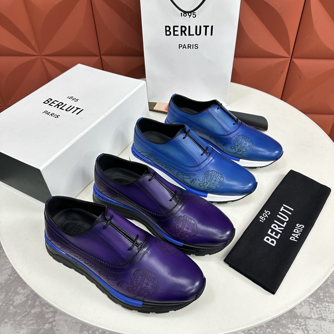 💋💍Berlut* 布鲁提 升级版第四代私模大底 Fast Track皮革运动鞋 官方 11,200