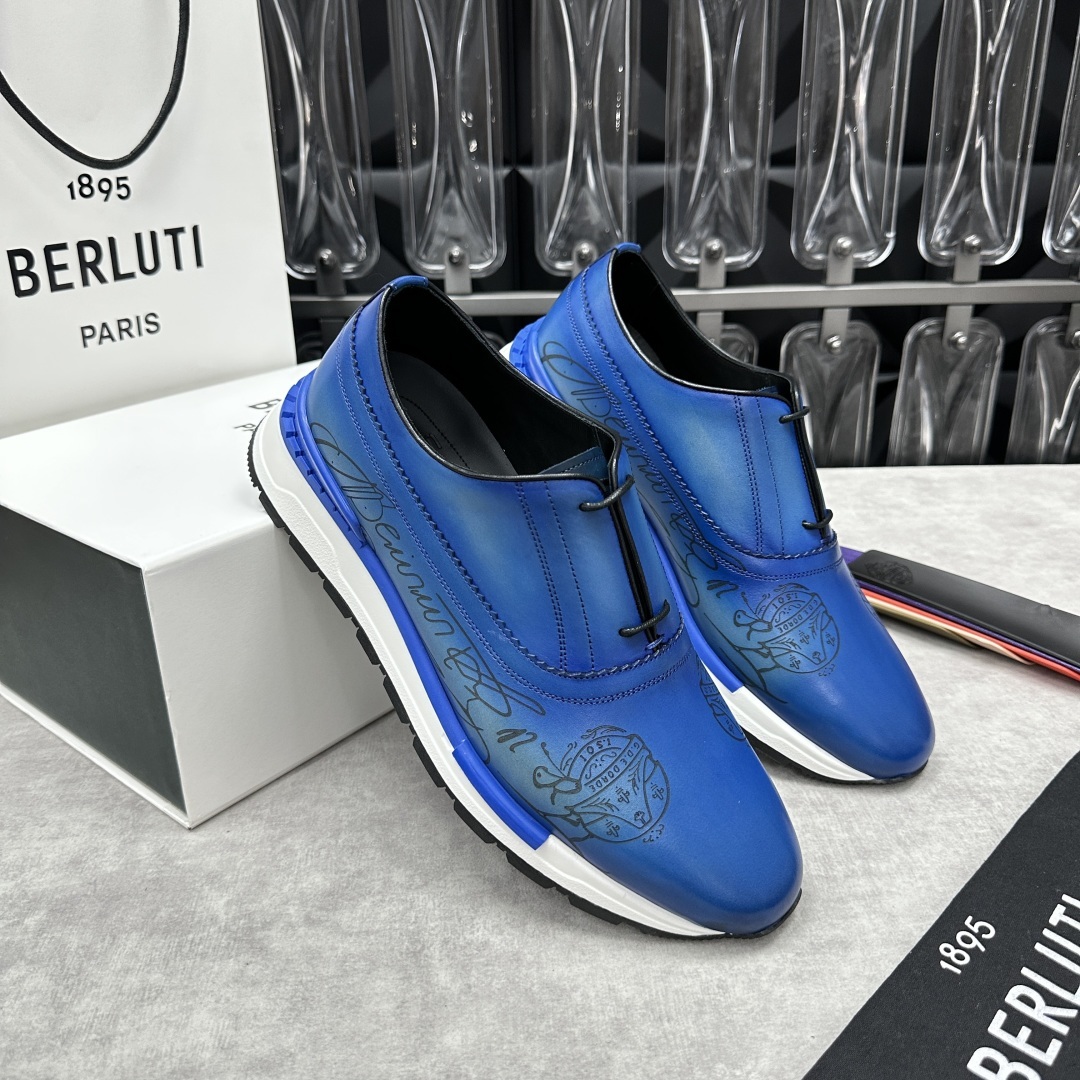 💋💍Berlut* 布鲁提 升级版第四代私模大底 Fast Track皮革运动鞋 官方 11,200