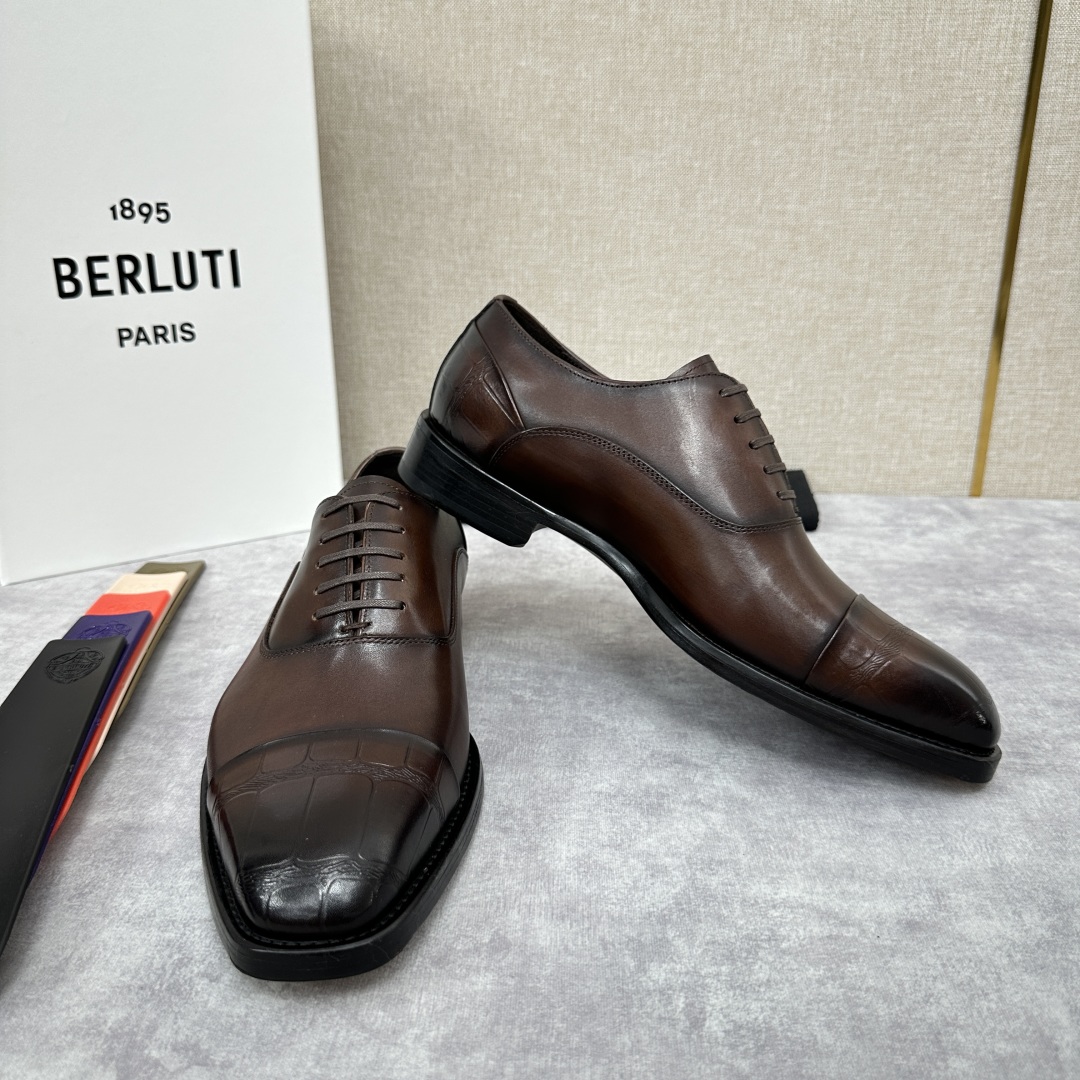💋💍新款Berlut* 布鲁提 手工精品男士皮鞋  专柜同步火热款 固纯手工上色工艺 意大利进口皮胚  