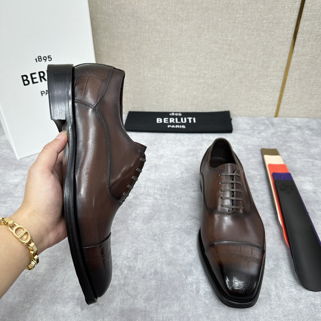 💋💍新款Berlut* 布鲁提 手工精品男士皮鞋  专柜同步火热款 固纯手工上色工艺 意大利进口皮胚  