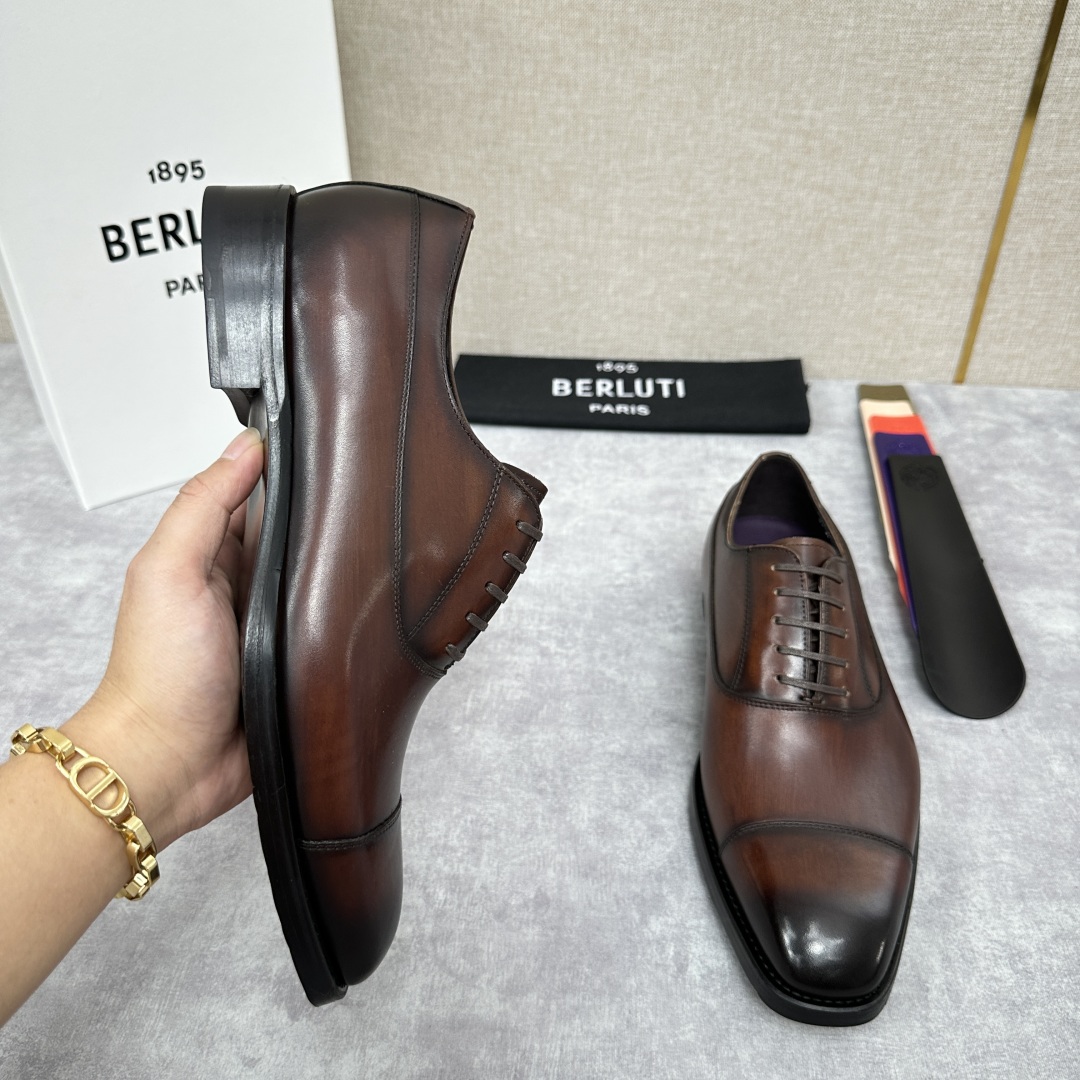 💋💍新款Berlut* 布鲁提 手工精品男士皮鞋  专柜同步火热款 固纯手工上色工艺 意大利进口皮胚  