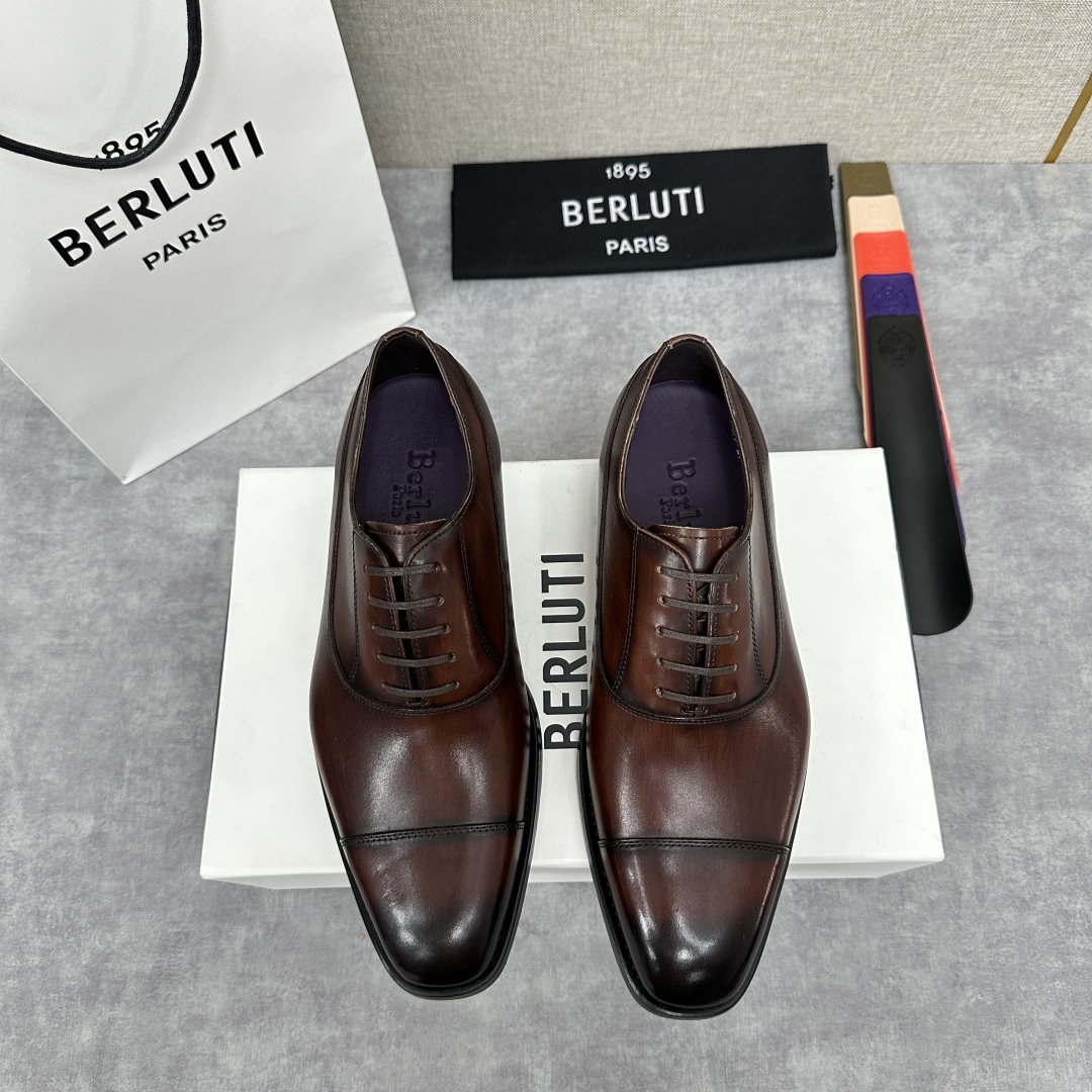 💋💍新款Berlut* 布鲁提 手工精品男士皮鞋  专柜同步火热款 固纯手工上色工艺 意大利进口皮胚  