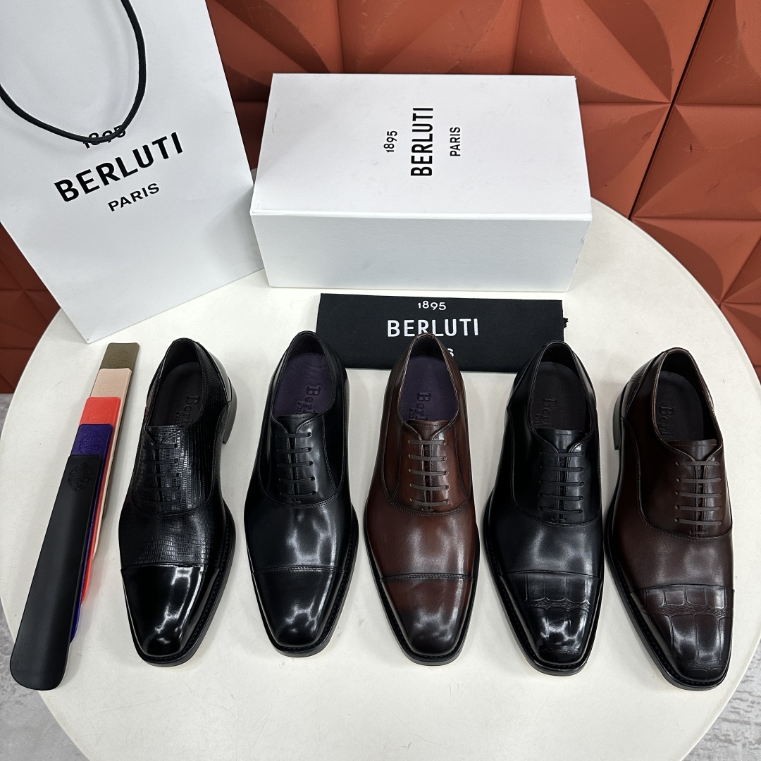 💋💍新款Berlut* 布鲁提 手工精品男士皮鞋  专柜同步火热款 固纯手工上色工艺 意大利进口皮胚  