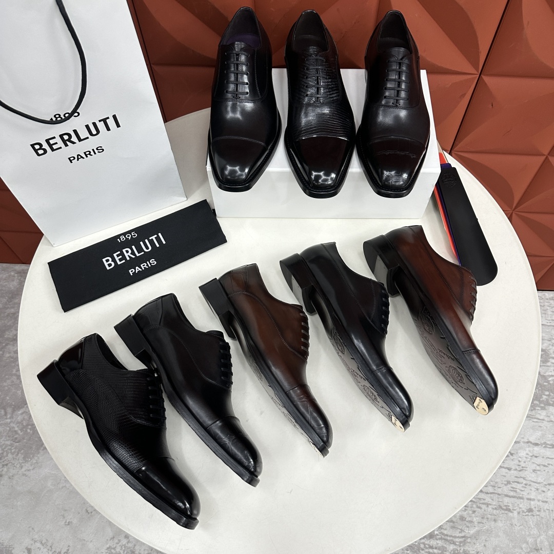 💋💍新款Berlut* 布鲁提 手工精品男士皮鞋  专柜同步火热款 固纯手工上色工艺 意大利进口皮胚  