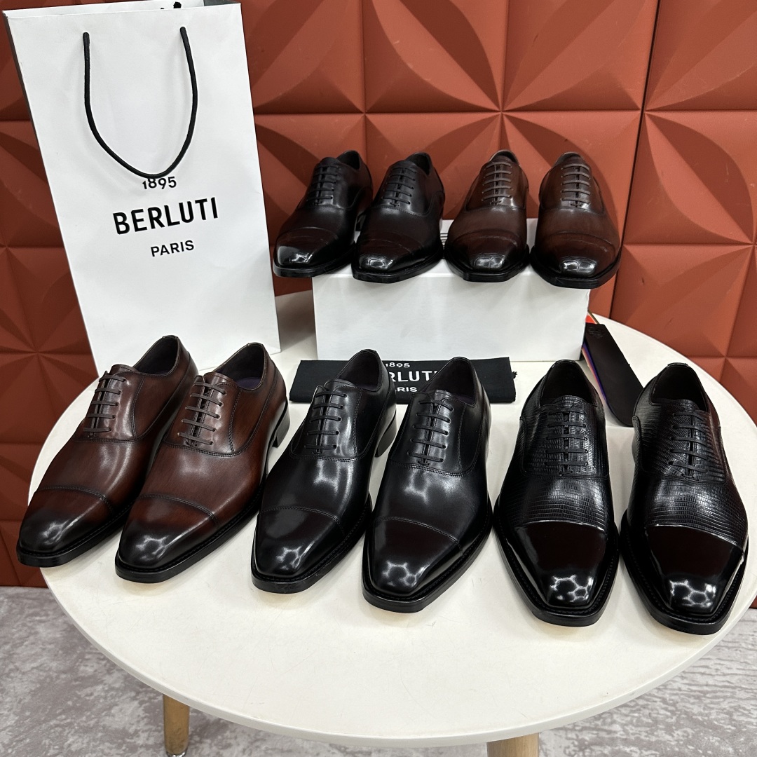 💋💍新款Berlut* 布鲁提 手工精品男士皮鞋  专柜同步火热款 固纯手工上色工艺 意大利进口皮胚  