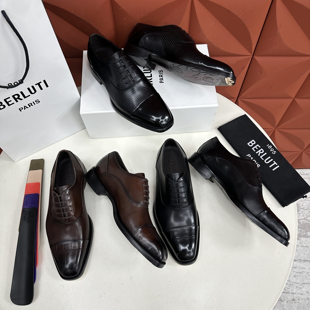 💋💍新款Berlut* 布鲁提 手工精品男士皮鞋  专柜同步火热款 固纯手工上色工艺 意大利进口皮胚  