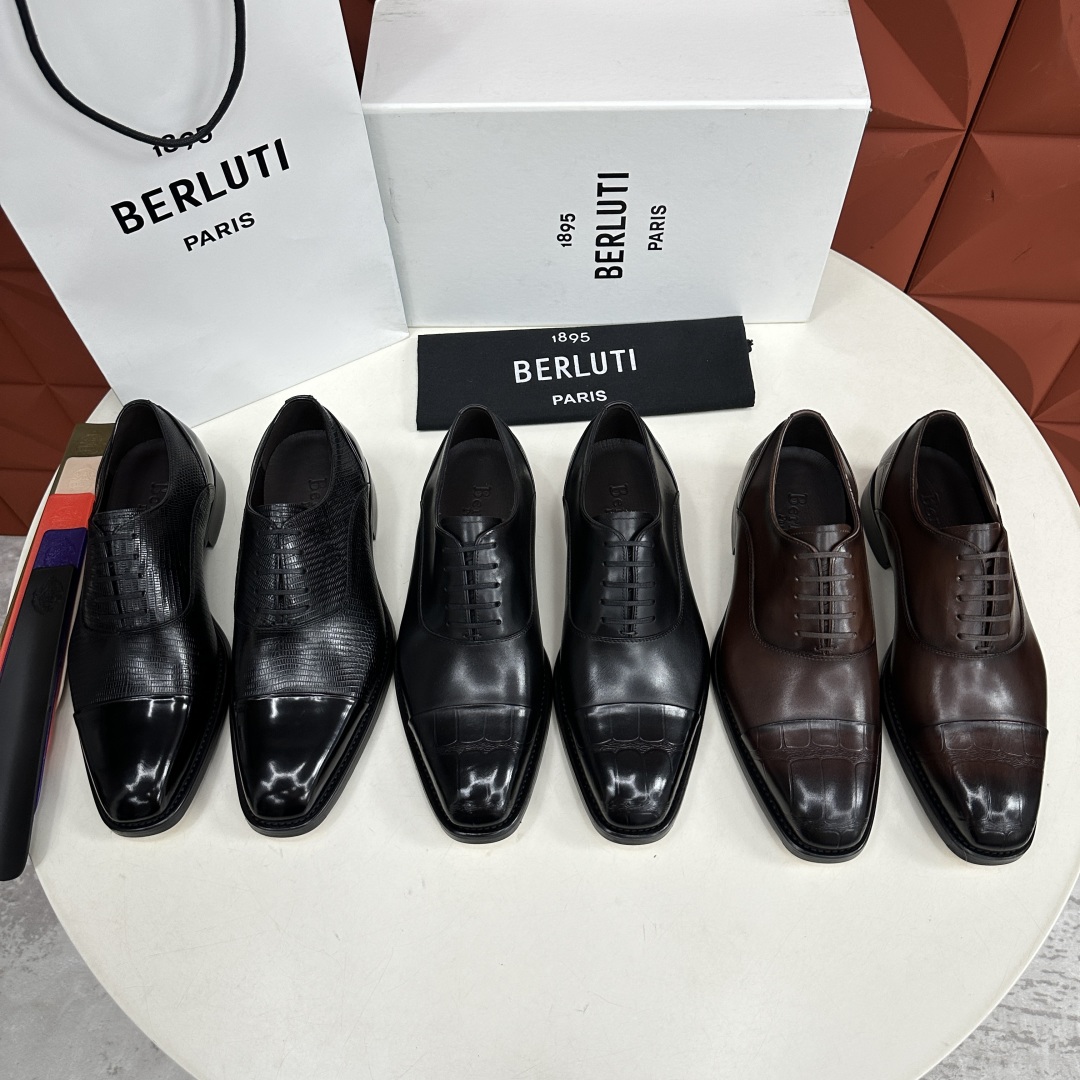 💋💍新款Berlut* 布鲁提 手工精品男士皮鞋  专柜同步火热款 固纯手工上色工艺 意大利进口皮胚  