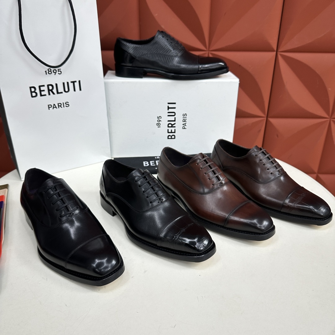 💋💍新款Berlut* 布鲁提 手工精品男士皮鞋  专柜同步火热款 固纯手工上色工艺 意大利进口皮胚  
