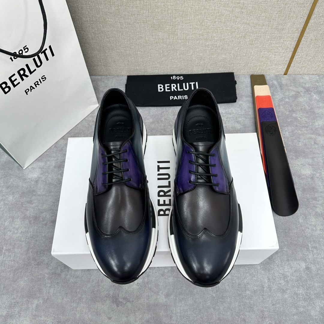 💋💍Berlut* 布鲁提 升级版第四代私模大底 Fast Track皮革运动鞋 官方 16.530