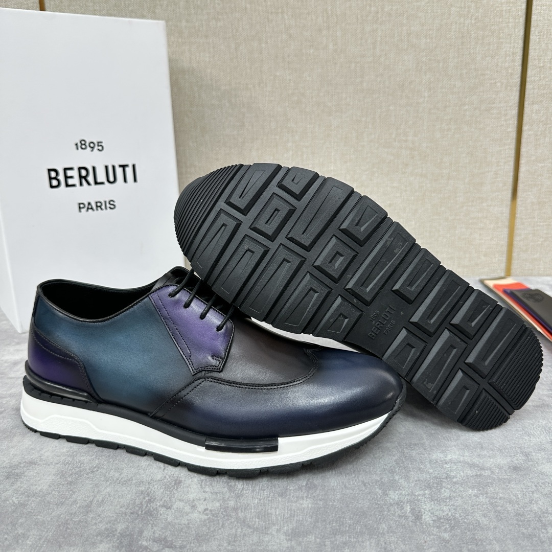 💋💍Berlut* 布鲁提 升级版第四代私模大底 Fast Track皮革运动鞋 官方 16.530