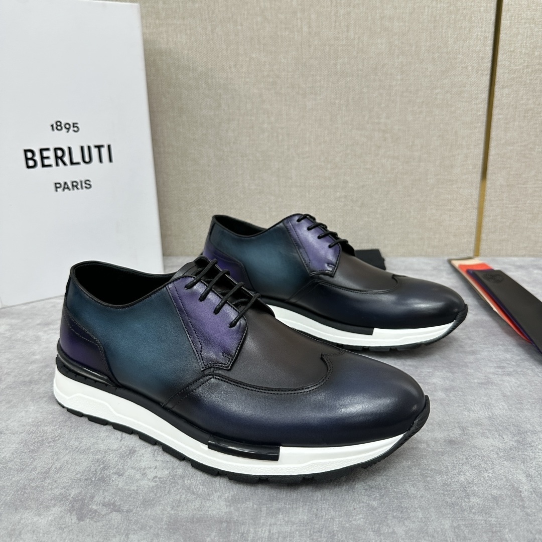💋💍Berlut* 布鲁提 升级版第四代私模大底 Fast Track皮革运动鞋 官方 16.530