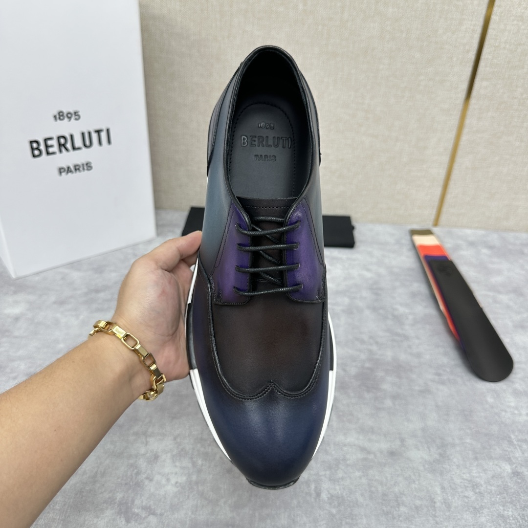 💋💍Berlut* 布鲁提 升级版第四代私模大底 Fast Track皮革运动鞋 官方 16.530