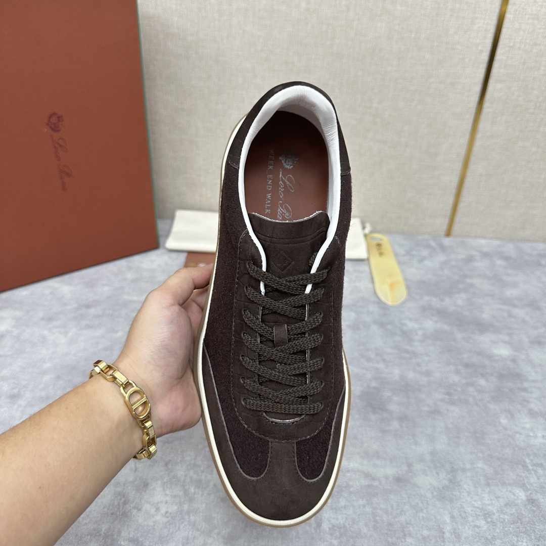💋💍LP 家新品  LoroPian*/诺悠-翩雅  新款男士休闲德训磨砂皮拼麻料布板鞋鞋 LP系带休闲