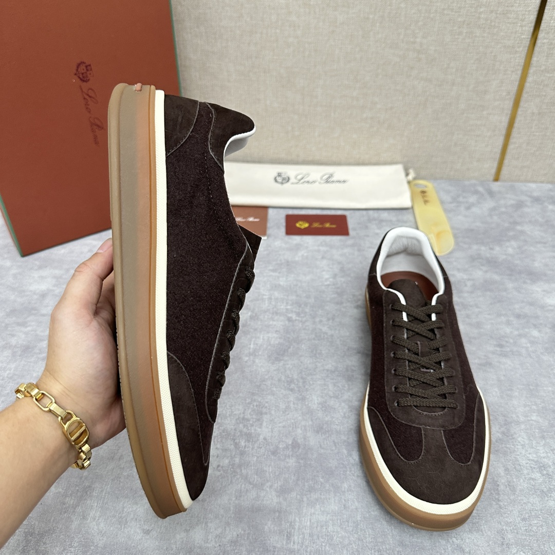 💋💍LP 家新品  LoroPian*/诺悠-翩雅  新款男士休闲德训磨砂皮拼麻料布板鞋鞋 LP系带休闲