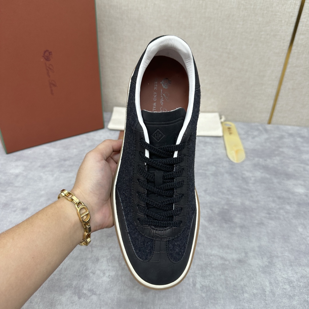 💋💍LP 家新品  LoroPian*/诺悠-翩雅  新款男士休闲德训磨砂皮拼麻料布板鞋鞋 LP系带休闲