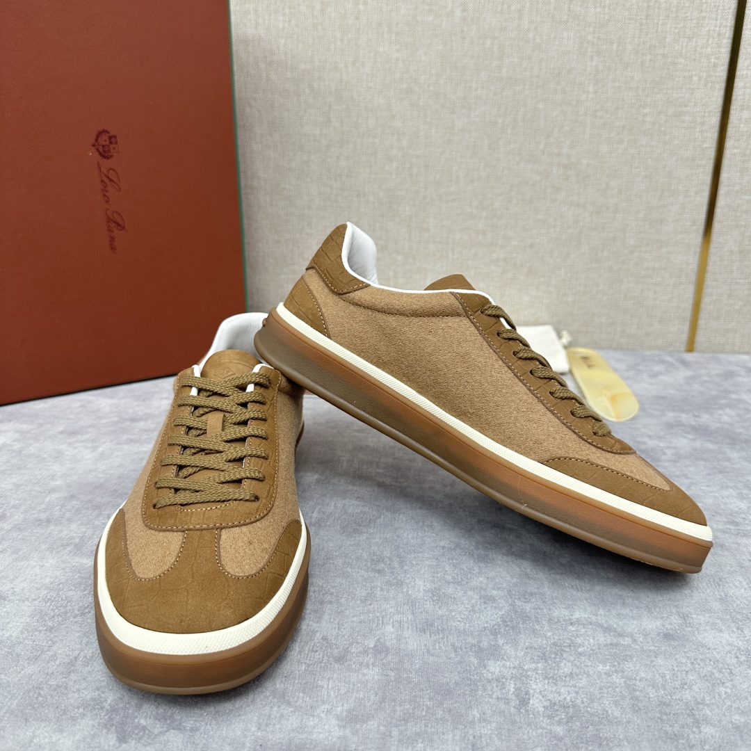 💋💍LP 家新品  LoroPian*/诺悠-翩雅  新款男士休闲德训磨砂皮拼麻料布板鞋鞋 LP系带休闲