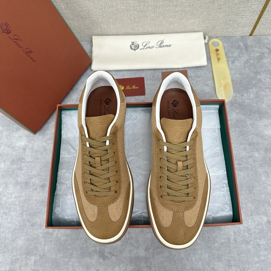 💋💍LP 家新品  LoroPian*/诺悠-翩雅  新款男士休闲德训磨砂皮拼麻料布板鞋鞋 LP系带休闲