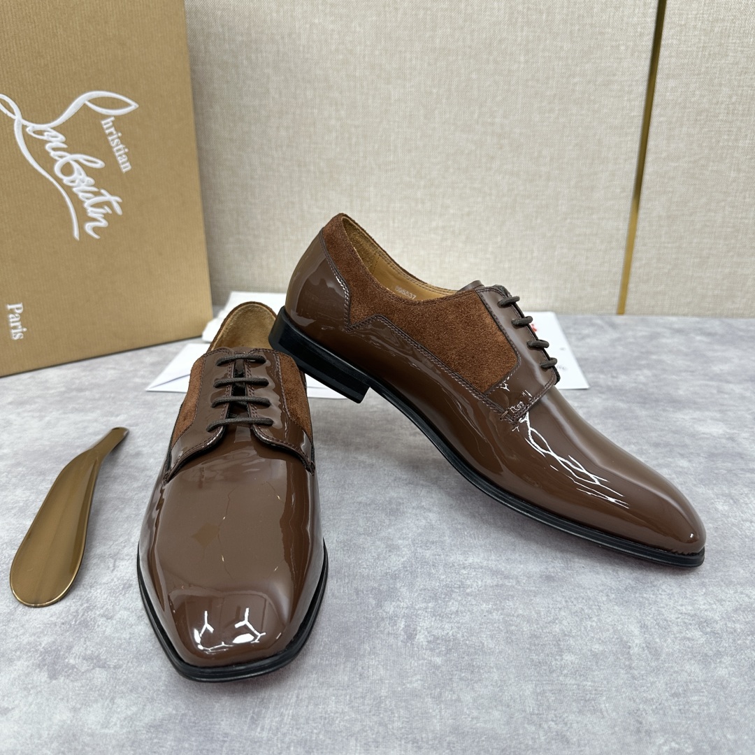 💋💍 CL 新品正装鞋皮鞋  Christia*  Loubouti*  红底鞋  最新推出此款光面牛津