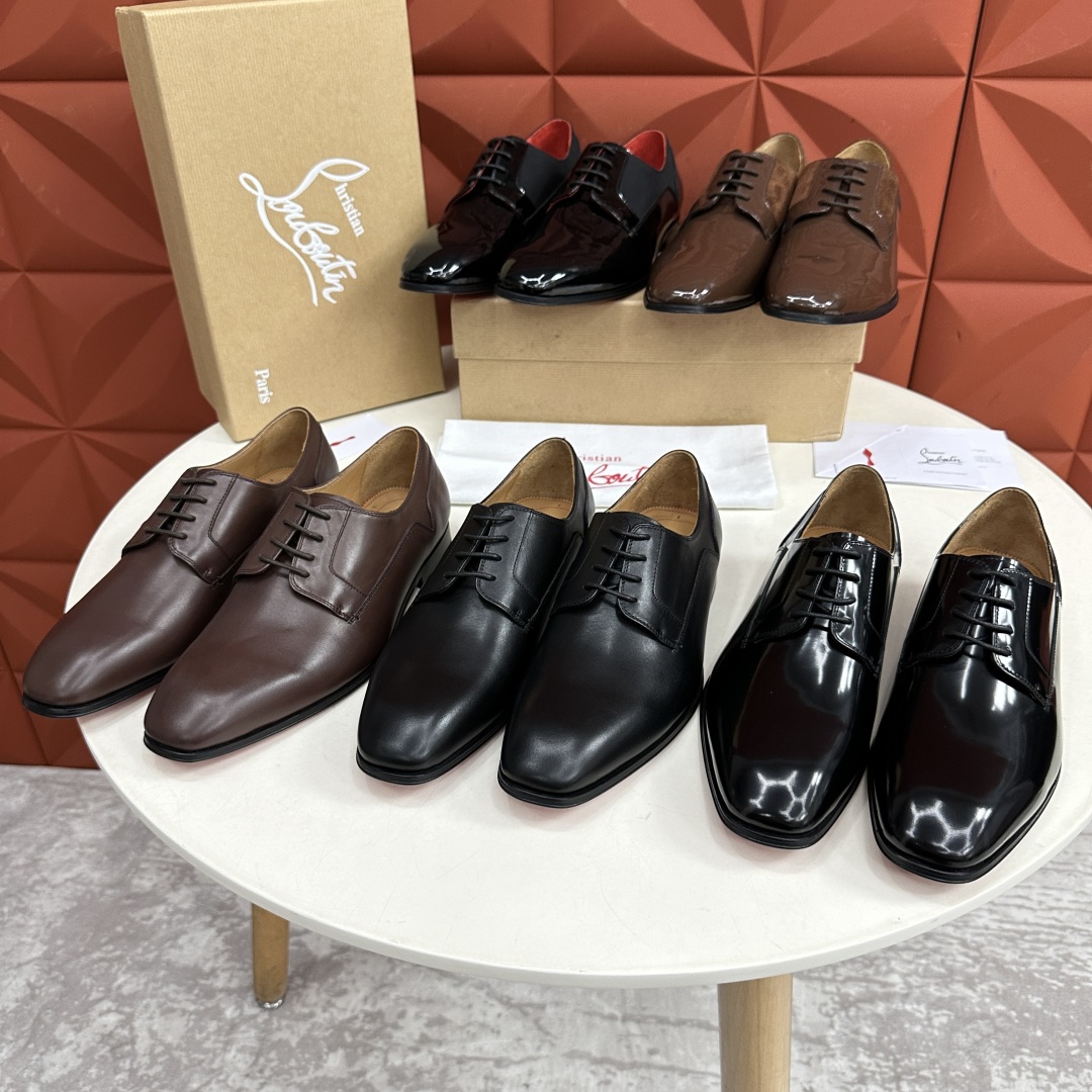 💋💍 CL 新品正装鞋皮鞋  Christia*  Loubouti*  红底鞋  最新推出此款光面牛津