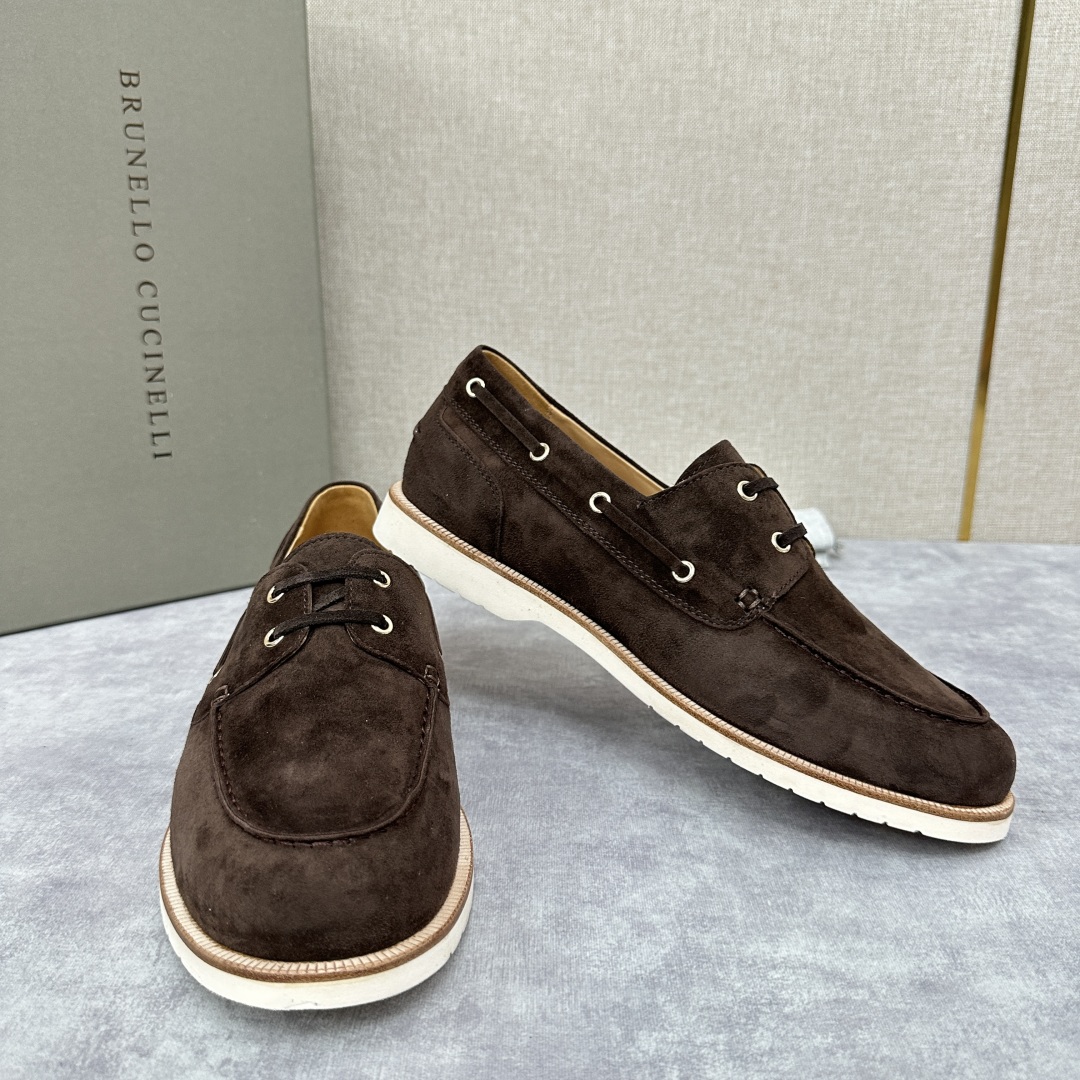 💋💍BC家   新品发售🆕Brunel*o Cucinell*  新款麂皮绒双孔船鞋  面料采用进口反绒