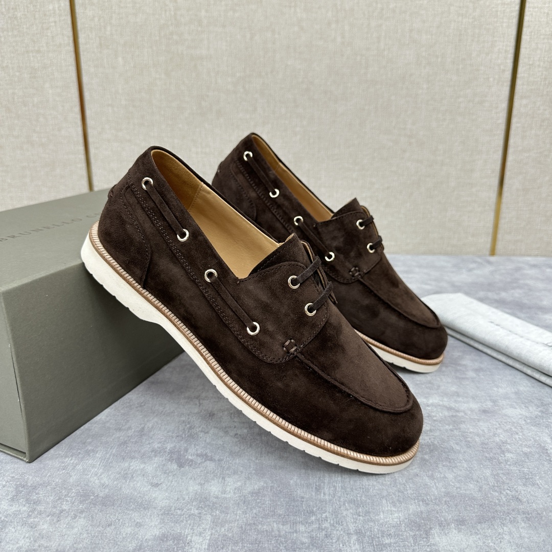 💋💍BC家   新品发售🆕Brunel*o Cucinell*  新款麂皮绒双孔船鞋  面料采用进口反绒