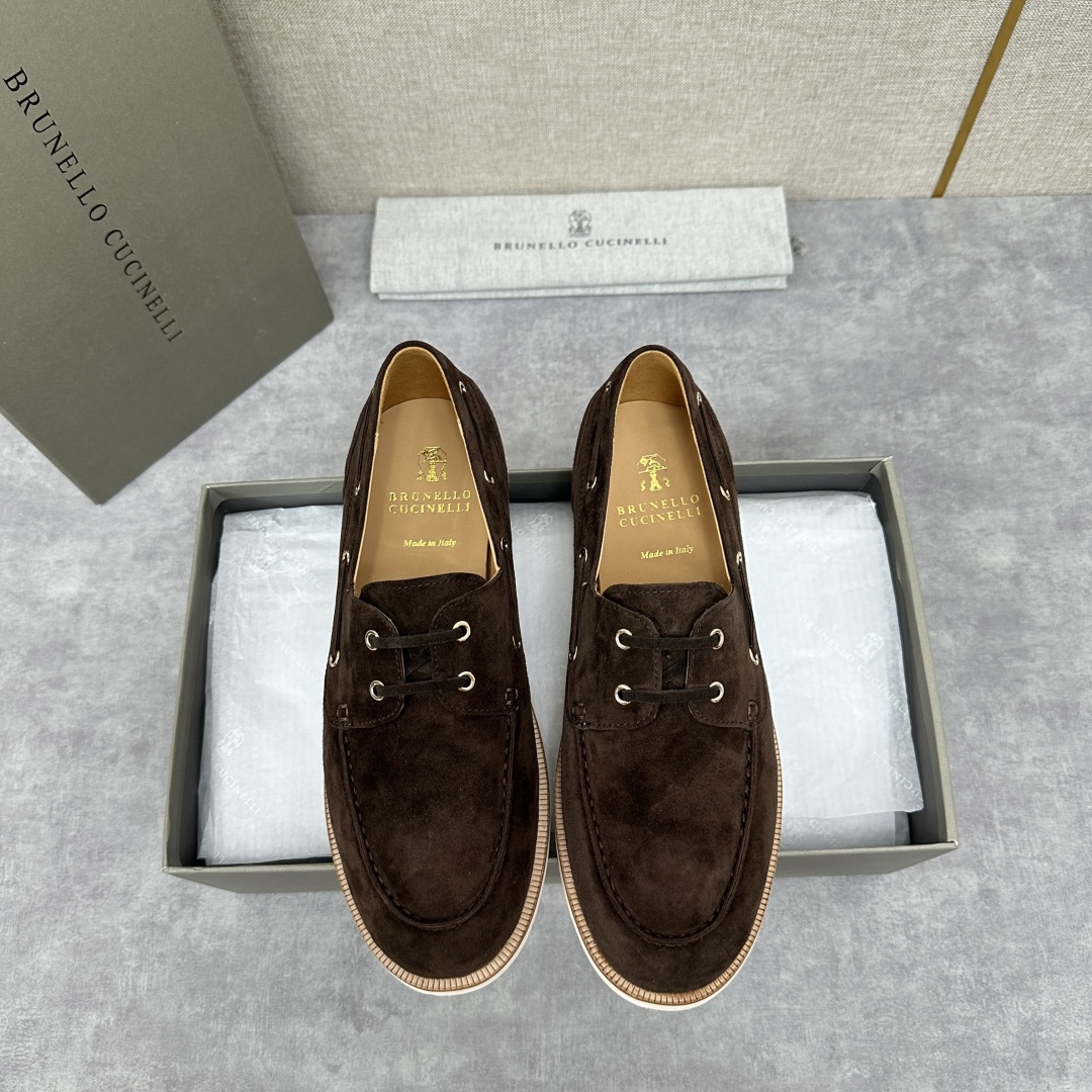 💋💍BC家   新品发售🆕Brunel*o Cucinell*  新款麂皮绒双孔船鞋  面料采用进口反绒