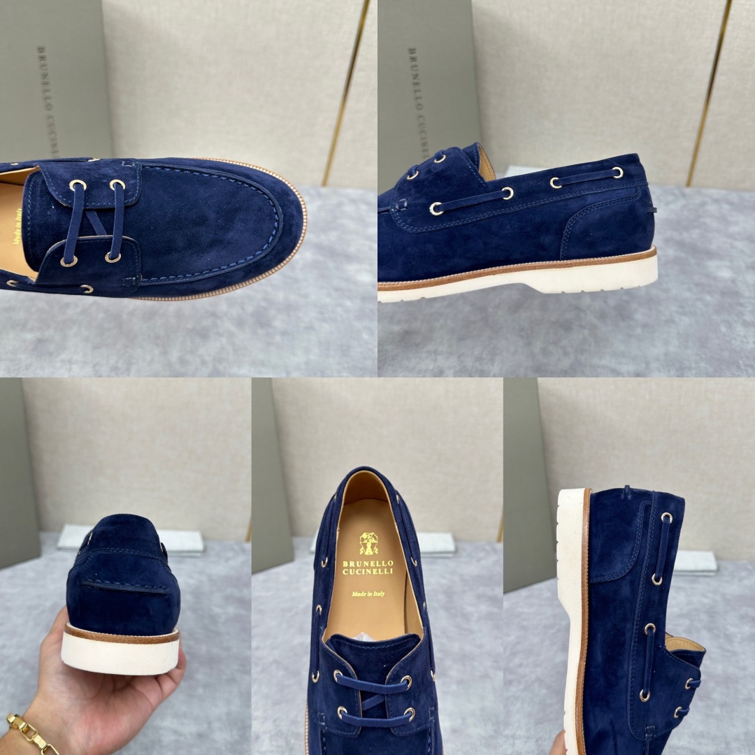💋💍BC家   新品发售🆕Brunel*o Cucinell*  新款麂皮绒双孔船鞋  面料采用进口反绒