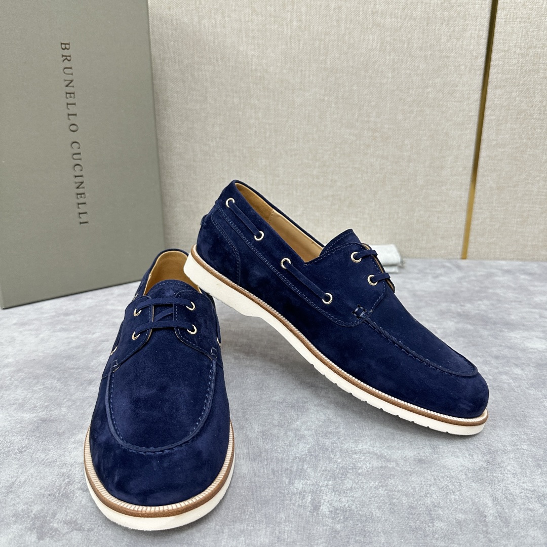 💋💍BC家   新品发售🆕Brunel*o Cucinell*  新款麂皮绒双孔船鞋  面料采用进口反绒