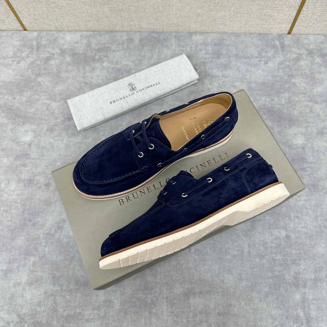 💋💍BC家   新品发售🆕Brunel*o Cucinell*  新款麂皮绒双孔船鞋  面料采用进口反绒