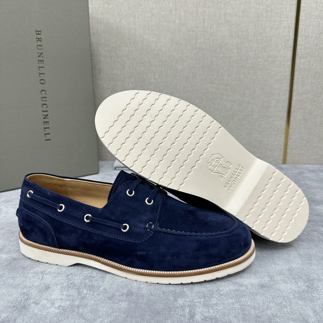 💋💍BC家   新品发售🆕Brunel*o Cucinell*  新款麂皮绒双孔船鞋  面料采用进口反绒