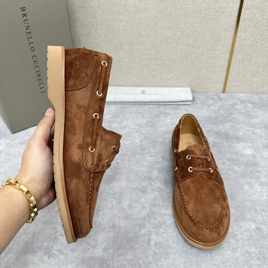 💋💍BC家   新品发售🆕Brunel*o Cucinell*  新款麂皮绒双孔船鞋  面料采用进口反绒