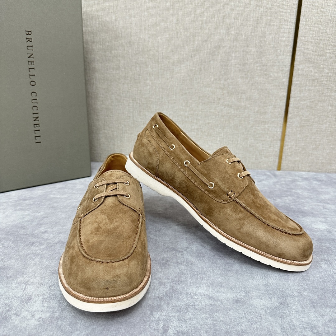 💋💍BC家   新品发售🆕Brunel*o Cucinell*  新款麂皮绒双孔船鞋  面料采用进口反绒