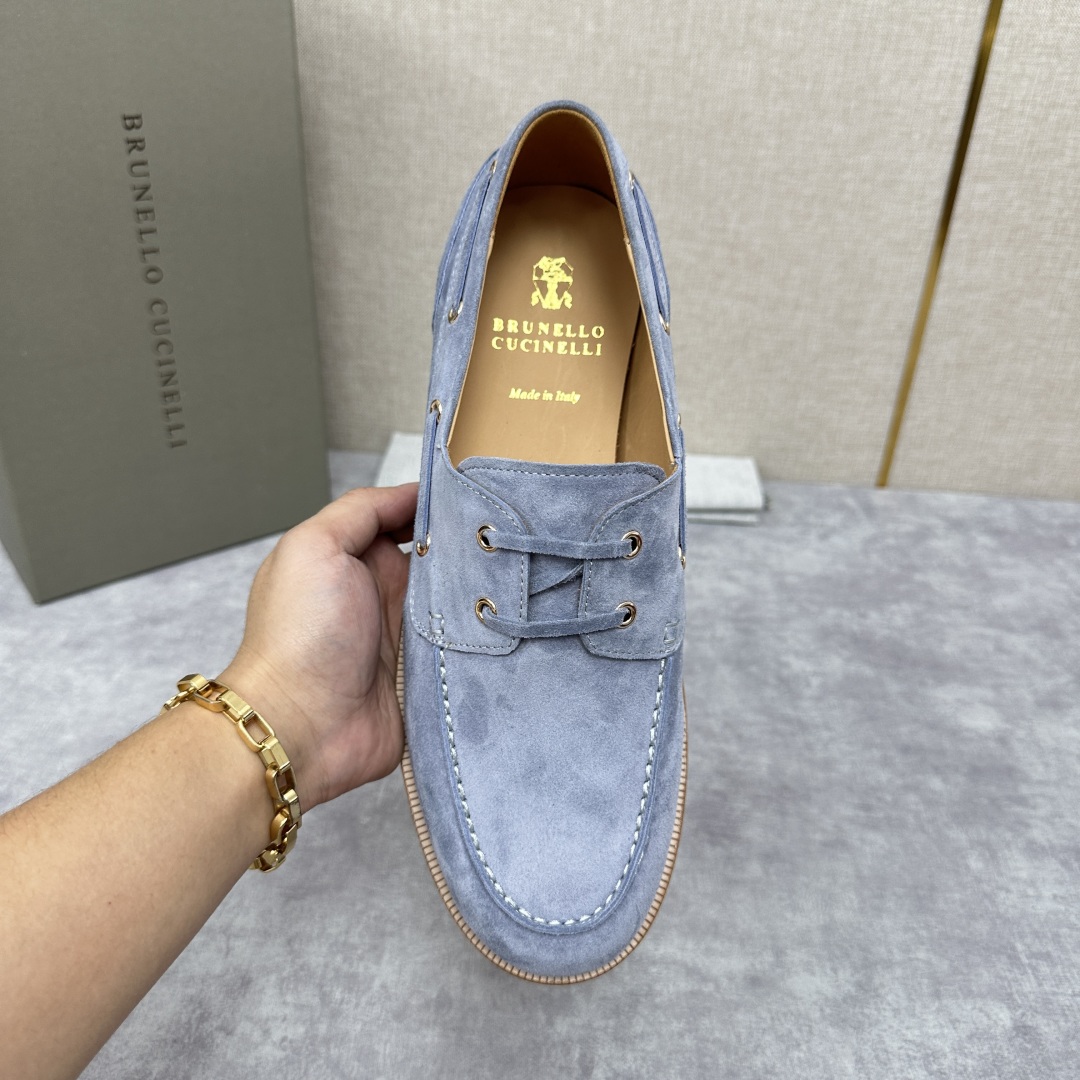 💋💍BC家   新品发售🆕Brunel*o Cucinell*  新款麂皮绒双孔船鞋  面料采用进口反绒
