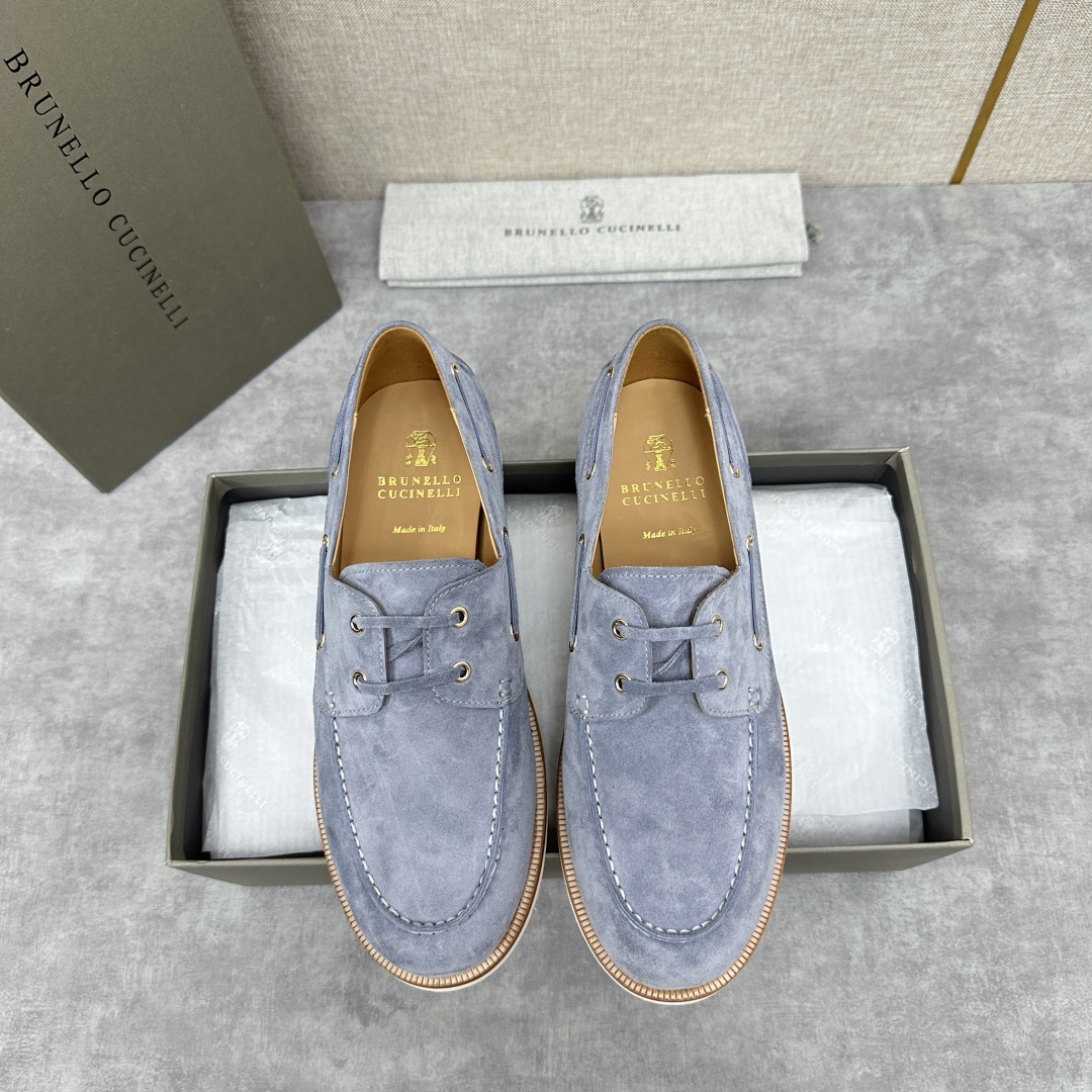 💋💍BC家   新品发售🆕Brunel*o Cucinell*  新款麂皮绒双孔船鞋  面料采用进口反绒