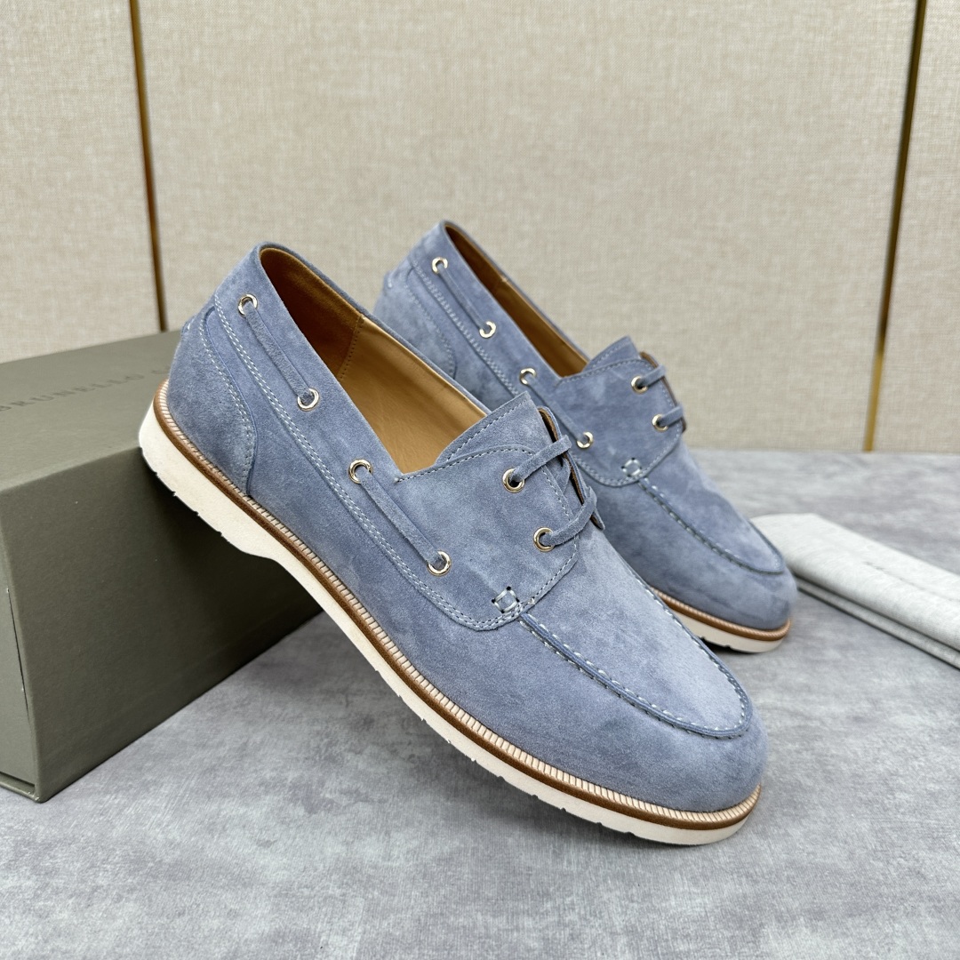💋💍BC家   新品发售🆕Brunel*o Cucinell*  新款麂皮绒双孔船鞋  面料采用进口反绒