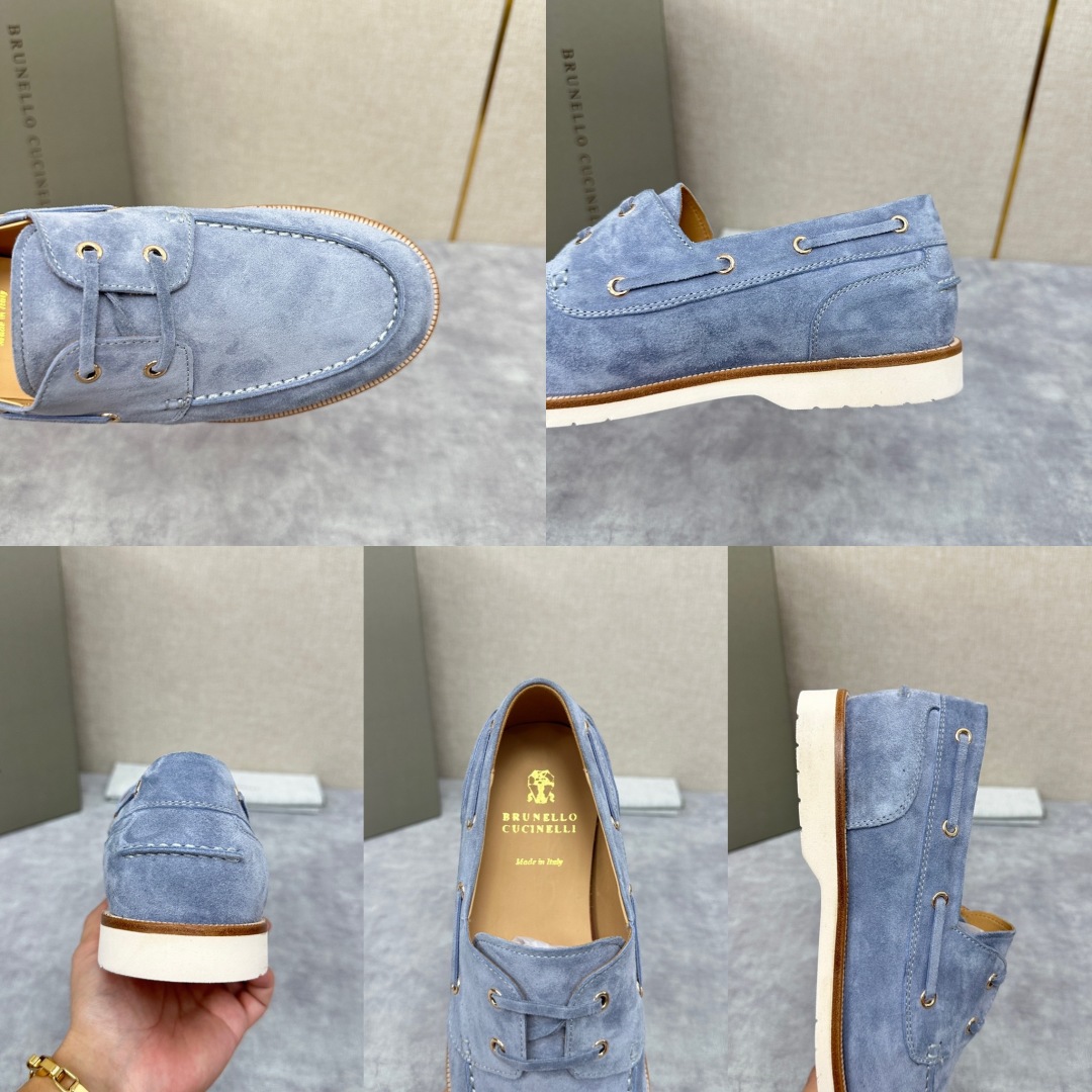 💋💍BC家   新品发售🆕Brunel*o Cucinell*  新款麂皮绒双孔船鞋  面料采用进口反绒