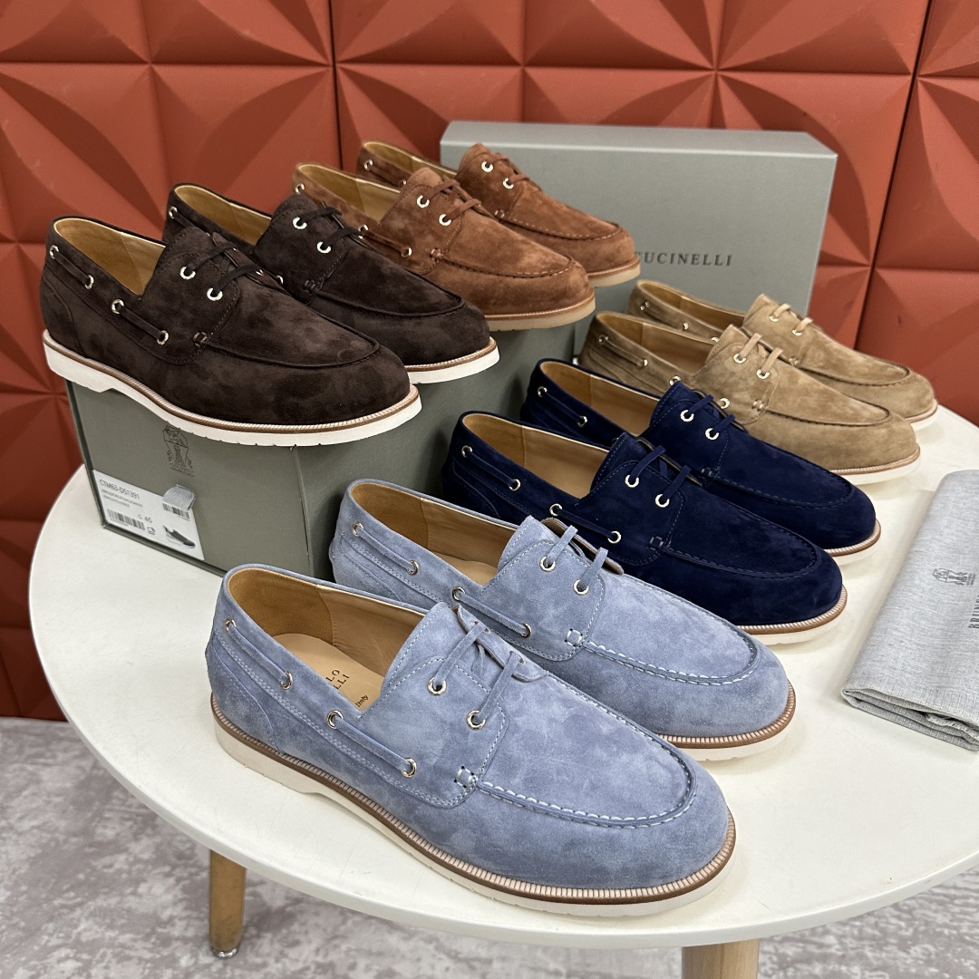 💋💍BC家   新品发售🆕Brunel*o Cucinell*  新款麂皮绒双孔船鞋  面料采用进口反绒