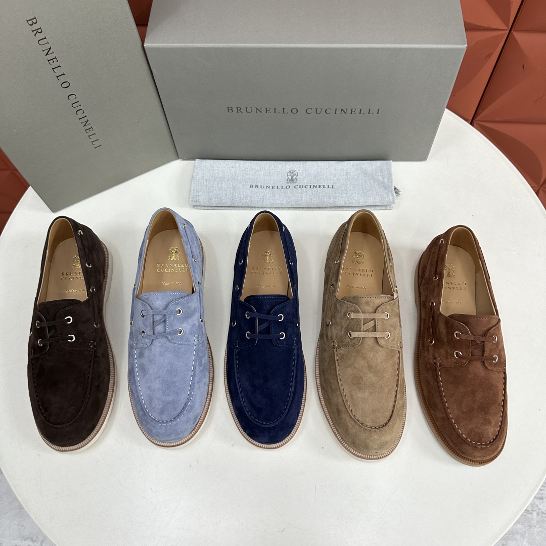 💋💍BC家   新品发售🆕Brunel*o Cucinell*  新款麂皮绒双孔船鞋  面料采用进口反绒