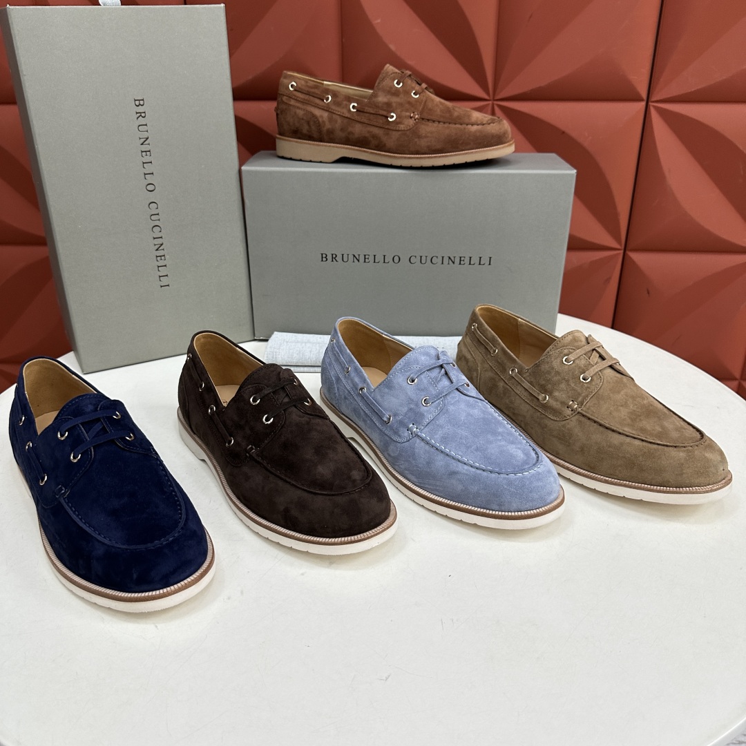 💋💍BC家   新品发售🆕Brunel*o Cucinell*  新款麂皮绒双孔船鞋  面料采用进口反绒