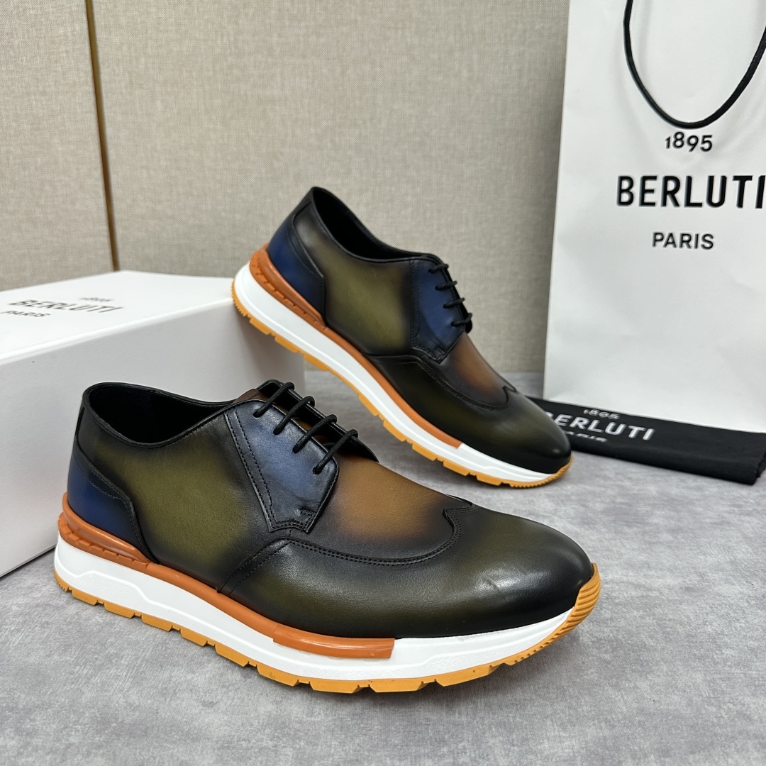 💋💍Berlut* 布鲁提 升级版第四代私模大底 Fast Track皮革运动鞋 官方 16.530