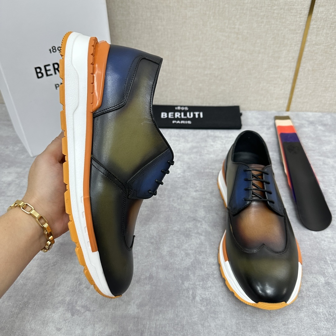 💋💍Berlut* 布鲁提 升级版第四代私模大底 Fast Track皮革运动鞋 官方 16.530